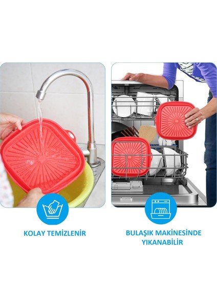 Airfryer Silikon Pişirme Sepeti Büyük Boy Air Fryer Katlanır Kare Pişirme Sepeti Bpa Içermez