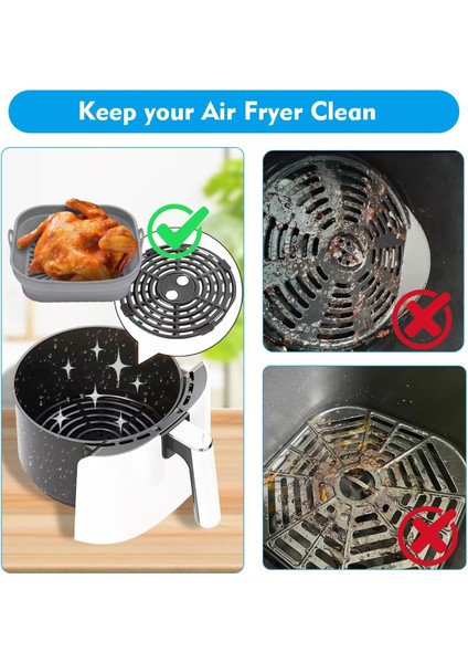 Airfryer Silikon Pişirme Sepeti Büyük Boy Air Fryer Katlanır Kare Pişirme Sepeti Bpa Içermez