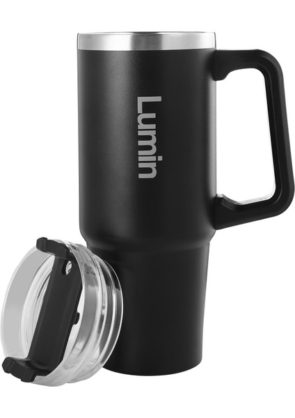 Lumin Quencher Tumbler 0,89 Litre Vakum Yalıtımlı Termos Bardak Kapaklı ve Pipetli Black Edition