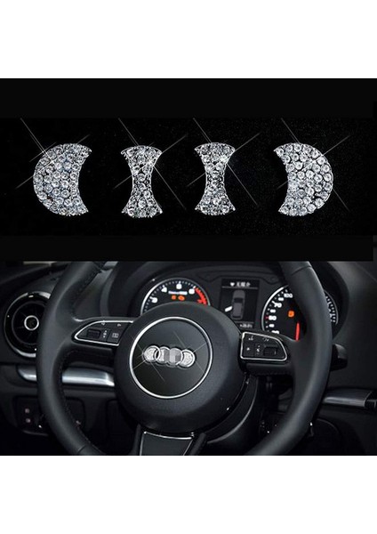 Audi Taşlı Direksiyon Logosu Kristal Audi Stone Steering Wheel Logo Crystal Arma Iç Logo 4 Parça