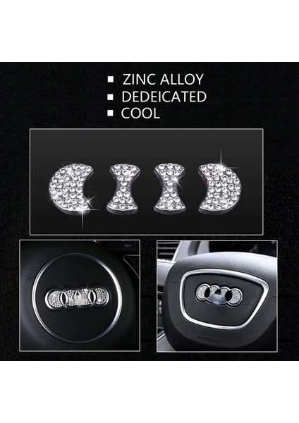 Audi Taşlı Direksiyon Logosu Kristal Audi Stone Steering Wheel Logo Crystal Arma Iç Logo 4 Parça