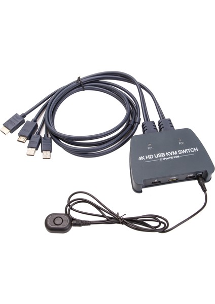 DD221-4K 2 Port HDMI 1.4V 4K@30Hz Plastik Kasa Kvm Switch