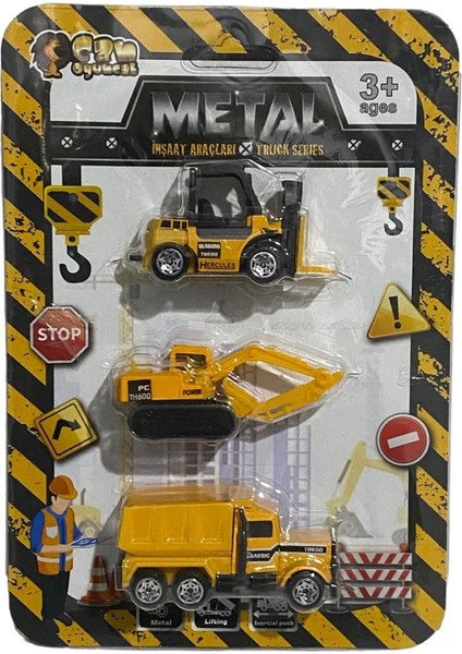 Metal Inşaat Araçları - 3'lü Set