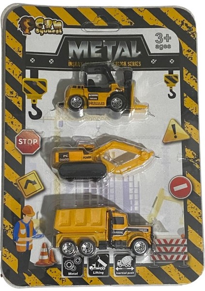 Metal Inşaat Araçları - 3'lü Set