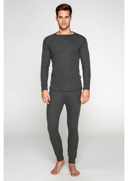Soft Termal İçlik Seti Antrasit Renkli Pamuklu Erkek Çamaşırı Konforu indirimleri