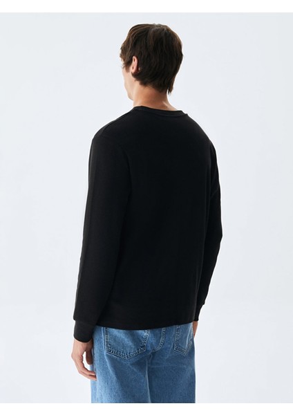 ErkekBisiklet Yaka Siyah Sweatshırt