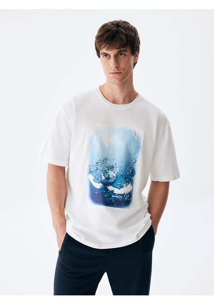 ErkekLogolu Baskılı Beyaz T-shırt fiyatları