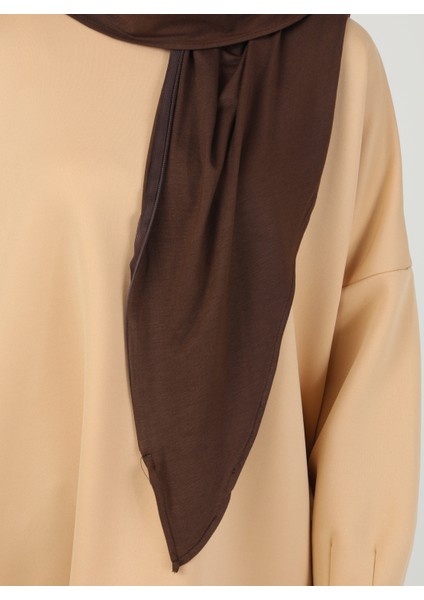 Fermuarlı Viskon Hijab - Kahverengi - Ecardin fırsatları