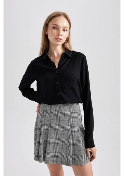 Regular Fit Basic Düz Düğmeli Uzun Kollu Gömlek N2518AZ23AU