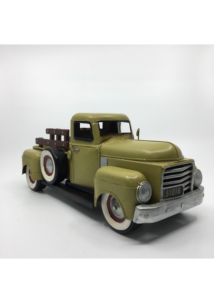 El Yapımı Açık Yeşil Dekoratif Klasik Nostaljik Metal Model Kamyonet