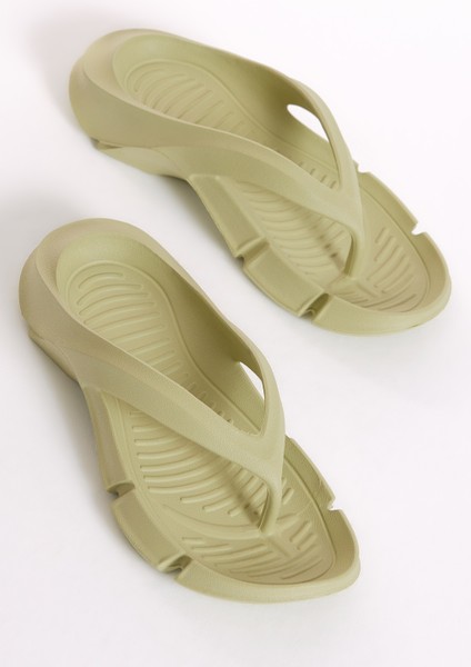 Kadın Çimen Yeşili Kalın Tabanlı Parmak Arası Eva Terlik