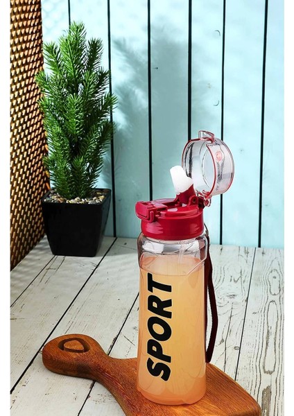 Kırmızı Sport Sporcu Öğrenci 700 ml Suluk Matara %100 Sızdırmaz Kilitli Ipli Üst Kalite Bpa Içermez