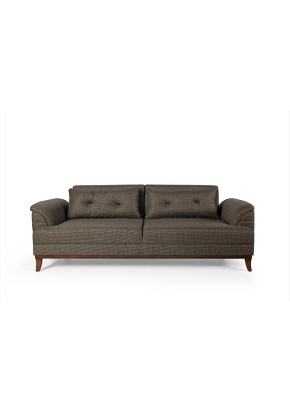 Perla Sofa Madrid Üçlü Yataklı Kanepe Koyu Kahve Kazayağı