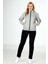 Gri Melanj/siyah Kadın Yarım Balıkçı Yaka Fermuarlı Eşofman Takım 201801 5
