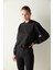 Siyah Ayarlanabilir Bel Sweatshirt 1