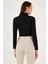 Esnek Slim Fit Cut Out Pencereli Dik Yaka Crop Bluz Bayan Bluz 5865348 5