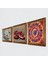Mandala, Kelebekli Çiçek, Nar Taş Duvar Tablosu Ahşap Çerçeveli Duvar Dekoru 3 Parça Tablo Seti Wall Art W3-1179 2