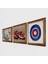Nazar, Kelebekli Çiçek, Nar Taş Duvar Tablosu Ahşap Çerçeveli Duvar Dekoru 3 Parça Tablo Seti Wall Art W3-1184 2