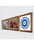 Nazar, Kelebekli Çiçek, Nar Taş Duvar Tablosu Ahşap Çerçeveli Duvar Dekoru 3 Parça Tablo Seti Wall Art W3-1185 2