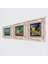 Stone Van Gogh Oise Bankası, Kafe Terasta Gece, Badem Ağacı Çerçeveli Taş Duvar Tablosu 3’lü Set - Dekoratif Modern Sanat, Ev ve Ofis Dekoru |TK3-465| 2