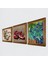 Van Gogh İrisler, Kelebekli Çiçek, Nar Taş Duvar Tablosu Ahşap Çerçeveli Duvar Dekoru 3 Parça Tablo Seti Wall Art W3-1084 2
