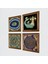 Mandala, Nazar, Yaşam Çiçeği, Şahmeran Taş Duvar Tablosu Ahşap Çerçeveli Duvar Dekoru 4 Parça Tablo Seti Wall Art W4-780 2