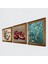 Stone Van Gogh Badem Ağacı, Kelebekli Çiçek, Nar Ahşap Çerçeveli Taş Duvar Tablosu 3’lü Set – 25x25 cm Dekoratif Modern Sanat – Ev ve Ofis Dekoru |W3-1083| 2