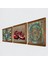 Hayat Ağacı, Yaşam Çiçeği, Nar Taş Duvar Tablosu Ahşap Çerçeveli Duvar Dekoru 3 Parça Tablo Seti Wall Art W3-1657 2