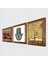 Gustav Klimt Hayat Ağacı, Nar, Fatma Ana Eli (Hamsa) Ahşap Çerçeveli Taş Duvar Tablosu 3’lü Set – 25x25 cm Dekoratif Modern Sanat – Ev ve Ofis Dekoru |W3-711| 2