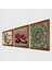 Mandala, Kelebekli Çiçek, Nar Taş Duvar Tablosu Ahşap Çerçeveli Duvar Dekoru 3 Parça Tablo Seti Wall Art W3-1103 2