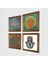 Yaşam Çiçeği, Lotus Çiçeği, Fatma Ana Eli (Hamsa) Taş Duvar Tablosu Ahşap Çerçeveli Duvar Dekoru 4 Parça Tablo Seti Wall Art W4-424 2