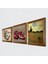 Claude Monet Gelincikler, Kelebekli Çiçek, Nar Taş Duvar Tablosu Ahşap Çerçeveli Duvar Dekoru 3 Parça Tablo Seti Wall Art W3-1109 2