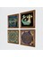 Stone Mandala, Nazar, Yaşam Çiçeği, Şahmeran Ahşap Çerçeveli Taş Duvar Tablosu 4’lü Set – 25x25 cm Dekoratif Modern Sanat – Ev ve Ofis Dekoru |W4-781| 2
