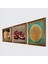 Lotus Çiçeği, İki Müzisyen Kız Tablosu, Nar Taş Duvar Tablosu Ahşap Çerçeveli Duvar Dekoru 3 Parça Tablo Seti Wall Art W3-1489 2