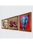 Fil, Kelebekli Çiçek, Nar Taş Duvar Tablosu Ahşap Çerçeveli Duvar Dekoru 3 Parça Tablo Seti Wall Art W3-1100 2
