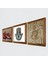 Stone Mozaik Serisi, Nar, Fatma Ana Eli (Hamsa) Ahşap Çerçeveli Taş Duvar Tablosu 3’lü Set – 25x25 cm Dekoratif Modern Sanat – Ev ve Ofis Dekoru |W3-721| 2