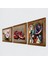 Picasso Ayna Karşısındaki Kız, Kelebekli Çiçek, Nar Taş Duvar Tablosu Ahşap Çerçeveli Duvar Dekoru 3 Parça Tablo Seti Wall Art W3-1275 2