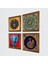 Mandala, Fil, Tavus Kuşu, Nazar Ahşap Çerçeveli Taş Duvar Tablosu 4’lü Set – 25x25 cm Dekoratif Modern Sanat – Ev ve Ofis Dekoru |W4-340| 2