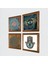 Stone Nazar, Yaşam Çiçeği, Fatma Ana Eli (Hamsa) Ahşap Çerçeveli Taş Duvar Tablosu 4’lü Set – 25x25 cm Dekoratif Modern Sanat – Ev ve Ofis Dekoru |W4-430| 2