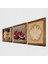 Lotus Çiçeği, İki Müzisyen Kız Tablosu, Nar Taş Duvar Tablosu Ahşap Çerçeveli Duvar Dekoru 3 Parça Tablo Seti Wall Art W3-1486 2