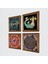 Mandala, Nazar, Yaşam Çiçeği, Şahmeran Ahşap Çerçeveli Taş Duvar Tablosu 4’lü Set – 25x25 cm Dekoratif Modern Sanat – Ev ve Ofis Dekoru |W4-786| 2