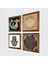 Lotus Çiçeği, Yaşam Çiçeği, Şahmeran, Fatma Ana Eli (Hamsa) Ahşap Çerçeveli Taş Duvar Tablosu 4’lü Set – 25x25 cm Dekoratif Modern Sanat – Ev ve Ofis Dekoru |W4-800| 2