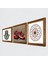 Yaşam Çiçeği, Nar, Fatma Ana Eli (Hamsa) Ahşap Çerçeveli Taş Duvar Tablosu 3’lü Set – 25x25 cm Dekoratif Modern Sanat – Ev ve Ofis Dekoru |W3-743| 2