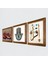 İlk Ayet 'Oku', Nar, Fatma Ana Eli (Hamsa) Ahşap Çerçeveli Taş Duvar Tablosu 3’lü Set – 25x25 cm Dekoratif Modern Sanat – Ev ve Ofis Dekoru |W3-733| 2