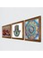 Stone Mandala, Nar, Fatma Ana Eli (Hamsa) Ahşap Çerçeveli Taş Duvar Tablosu 3’lü Set – 25x25 cm Dekoratif Modern Sanat – Ev ve Ofis Dekoru |W3-756| 2