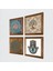 Yaşam Çiçeği, Hayat Ağacı, Fatma Ana Eli (Hamsa) Taş Duvar Tablosu Ahşap Çerçeveli Duvar Dekoru 4 Parça Tablo Seti Wall Art W4-435 2