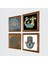 Yaşam Çiçeği, Şahmeran, Fatma Ana Eli (Hamsa) Taş Duvar Tablosu Ahşap Çerçeveli Duvar Dekoru 4 Parça Tablo Seti Wall Art W4-436 2