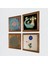 Yaşam Çiçeği, Ebru Sanatı, Şahmeran Taş Duvar Tablosu Ahşap Çerçeveli Duvar Dekoru 4 Parça Tablo Seti Wall Art W4-463 2