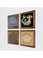 Yaşam Çiçeği, Lotus Çiçeği, Şahmeran Taş Duvar Tablosu Ahşap Çerçeveli Duvar Dekoru 4 Parça Tablo Seti Wall Art W4-474 2