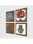 Yaşam Çiçeği, Nar Ağacı, Fatma Ana Eli (Hamsa) Taş Duvar Tablosu Ahşap Çerçeveli Duvar Dekoru 4 Parça Tablo Seti Wall Art W4-401 2